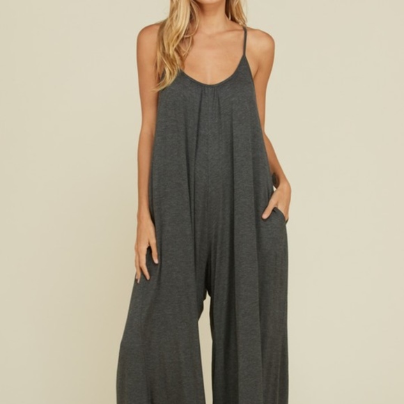 charcoal gray jumpsuit